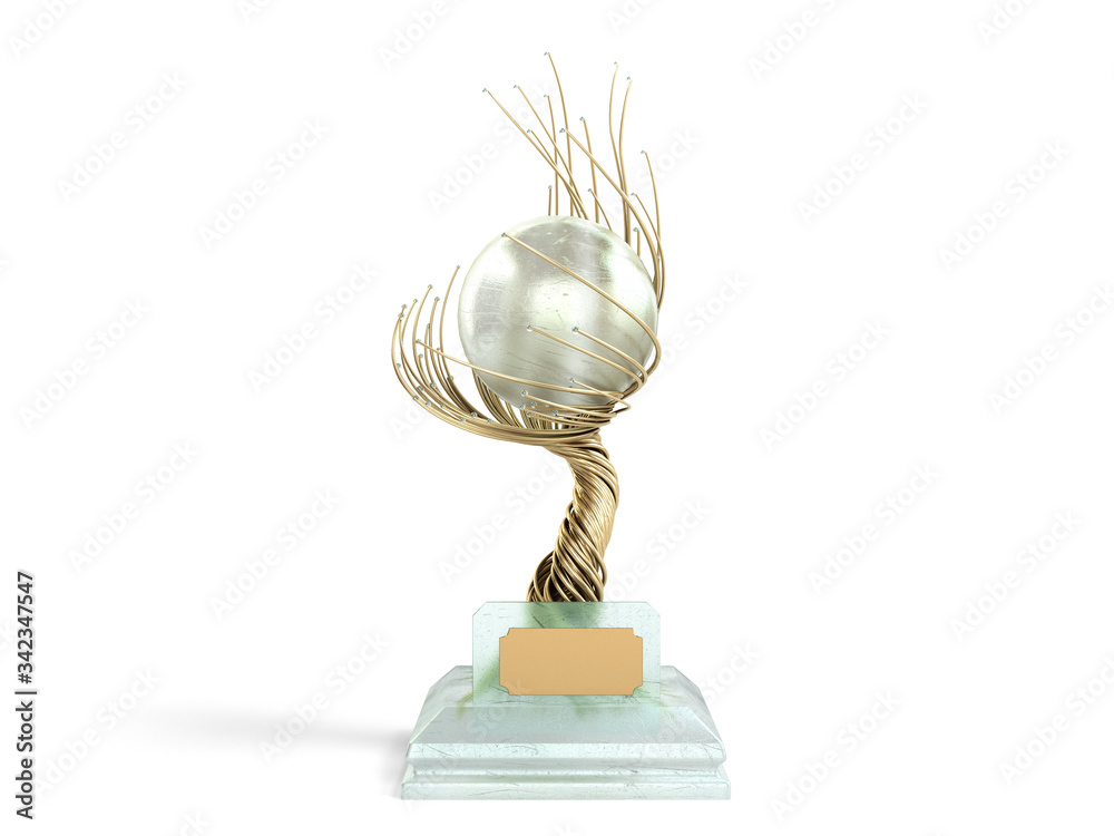 modern concept award gold braided tree goblet with a large pearl 3d render on white modern concept award gold braided tree goblet with a large pearl 3d render on white