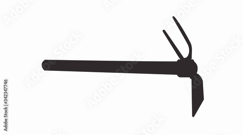 Vector isolated Illustration of a Hoe Cultivator Silhouette