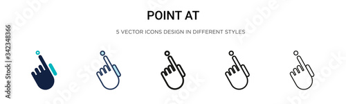 Point at icon in filled, thin line, outline and stroke style. Vector illustration of two colored and black point at vector icons designs can be used for mobile, ui, web