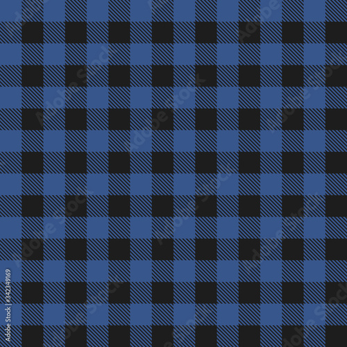 Lumberjack plaid blue seamless pattern. Vector illustration.