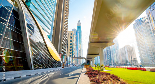 Dubai city center skyline and Sheikh Zayed Road photo