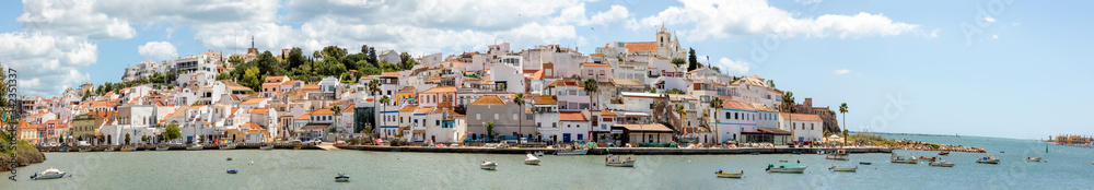 view to small fisher village Ferragudo at the Algarve coast in Portugal