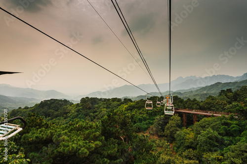 A cable car in the mountains of China