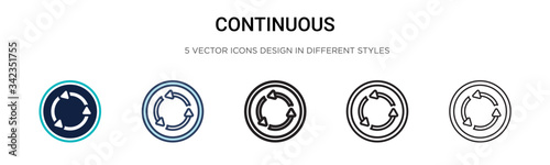 Continuous icon in filled, thin line, outline and stroke style. Vector illustration of two colored and black continuous vector icons designs can be used for mobile, ui, web