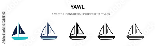 Yawl icon in filled, thin line, outline and stroke style. Vector illustration of two colored and black yawl vector icons designs can be used for mobile, ui, web