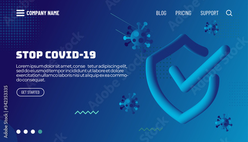 Covid-19 corona virus protection concept. 3d flow shape creative design set. Dynamic liquid color wave backgrounds. Templates set for brochures, posters, banners, flyers and cards. Vector illustration