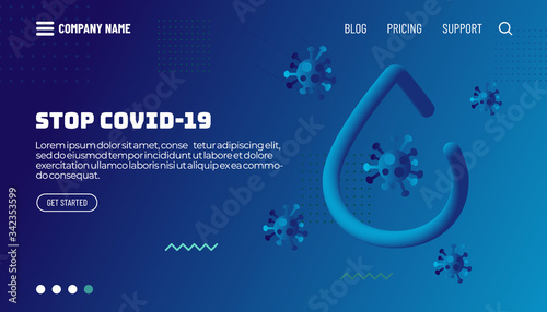 Covid-19 corona virus protection concept. 3d flow shape creative design set. Dynamic liquid color wave backgrounds. Templates set for brochures, posters, banners, flyers and cards. Vector illustration
