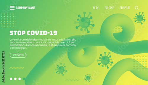 Covid-19 corona virus protection concept. 3d flow shape creative design set. Dynamic liquid color wave backgrounds. Templates set for brochures, posters, banners, flyers and cards. Vector illustration