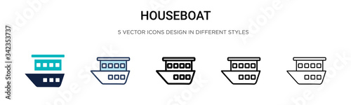 Photo Houseboat icon in filled, thin line, outline and stroke style
