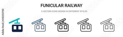 Funicular railway icon in filled, thin line, outline and stroke style. Vector illustration of two colored and black funicular railway vector icons designs can be used for mobile, ui, web