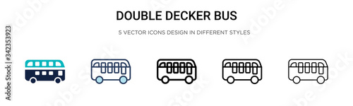 Double decker bus icon in filled, thin line, outline and stroke style. Vector illustration of two colored and black double decker bus vector icons designs can be used for mobile, ui, web photo