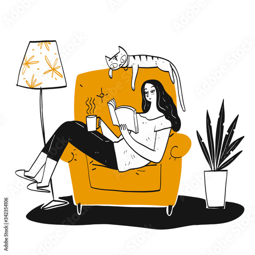 The woman reading a book