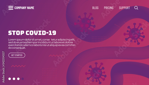 Covid-19 corona virus protection concept. 3d flow shape creative design set. Dynamic liquid color wave backgrounds. Templates set for brochures, posters, banners, flyers and cards. Vector illustration