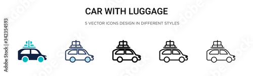 Car with luggage icon in filled, thin line, outline and stroke style. Vector illustration of two colored and black car with luggage vector icons designs can be used for mobile, ui, web