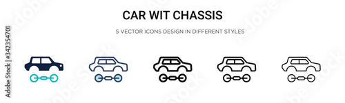 Car wit chassis icon in filled, thin line, outline and stroke style. Vector illustration of two colored and black car wit chassis vector icons designs can be used for mobile, ui, web