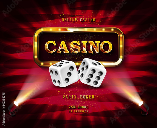 Shining sign Casino banner illuminated