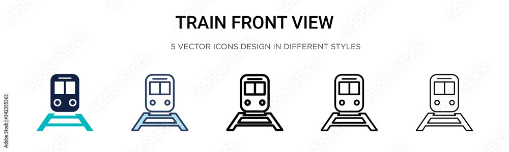 Train front view icon in filled, thin line, outline and stroke style ...