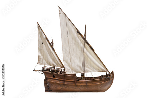 2 mast lateen rigged Caravel. Known as discovery caravel, 15th Century photo