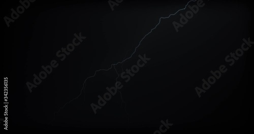 Lightning strikes on a black background with realistic reflections