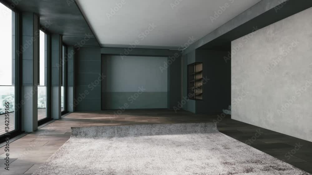 Building Process of the living room. Interior repair animation