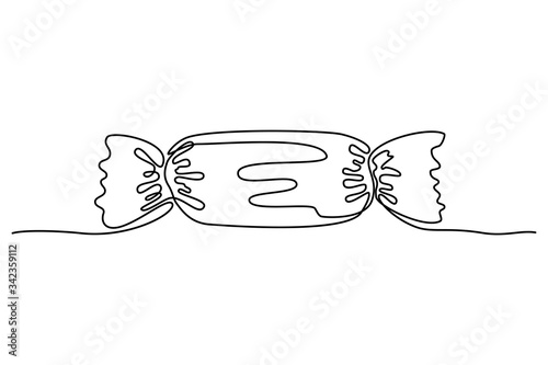 Continuous line drawing. Sweet candy. Chocolate. Black isolated on white background. Hand drawn vector illustration. 