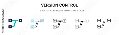 Version control icon in filled, thin line, outline and stroke style. Vector illustration of two colored and black version control vector icons designs can be used for mobile, ui, web