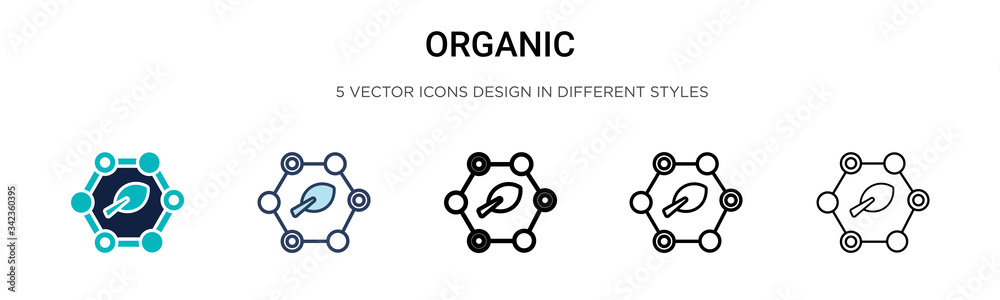 Organic icon in filled, thin line, outline and stroke style. Vector illustration of two colored and black organic vector icons designs can be used for mobile, ui, web