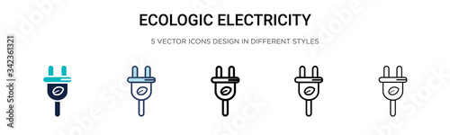 Ecologic electricity icon in filled, thin line, outline and stroke style. Vector illustration of two colored and black ecologic electricity vector icons designs can be used for mobile, ui, web