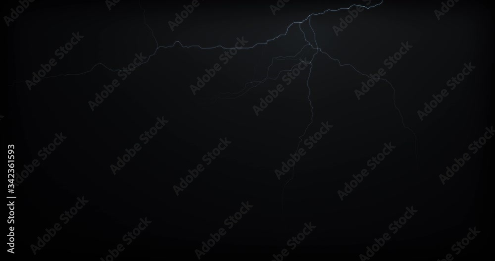 Lightning strikes on a black background with realistic reflections