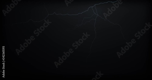 Lightning strikes on a black background with realistic reflections