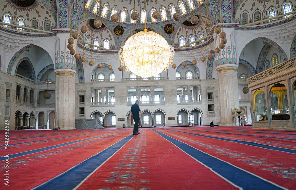 Ankara/Turkey- June 2 2018:  Interior of Kocatepe Mosque