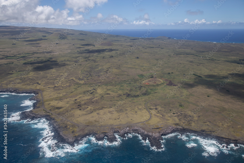 Aerial view of Easter Island, Polynesia, Chile