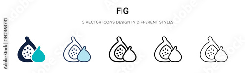 Fig icon in filled, thin line, outline and stroke style. Vector illustration of two colored and black fig vector icons designs can be used for mobile, ui, web