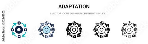 Adaptation icon in filled, thin line, outline and stroke style. Vector illustration of two colored and black adaptation vector icons designs can be used for mobile, ui, web
