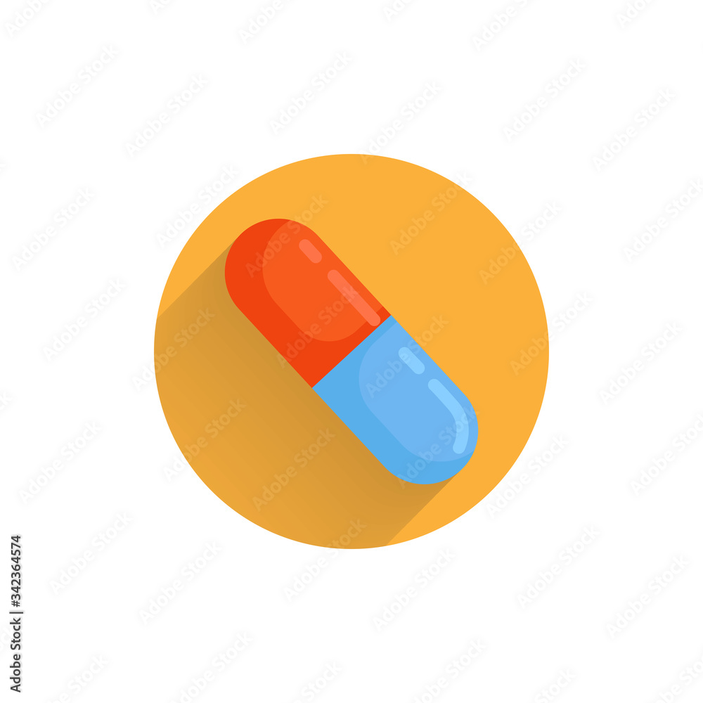 capsule colorful flat icon with shadow. medical tablet icon capsule colorful flat icon with shadow. medical tablet icon