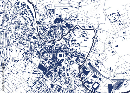 map of the city of Norwich, Norfolk, East of England, England, UK