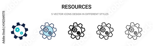 Resources icon in filled, thin line, outline and stroke style. Vector illustration of two colored and black resources vector icons designs can be used for mobile, ui, web