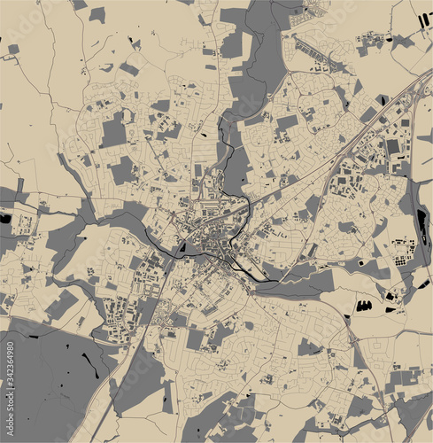 map of the city of Chelmsford, Essex, East of England, England, UK