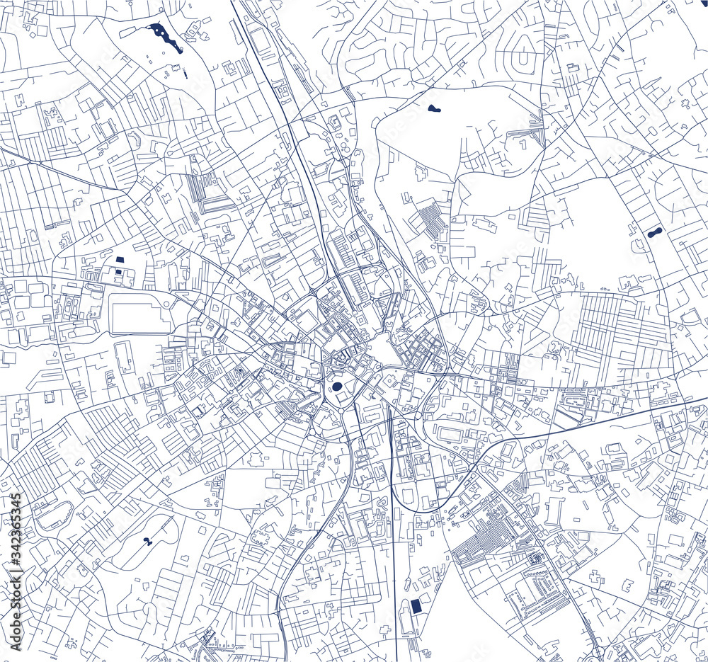 map of the city of Bradford, West Yorkshire, Yorkshire and the Humber , England, UK