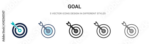 Goal icon in filled, thin line, outline and stroke style. Vector illustration of two colored and black goal vector icons designs can be used for mobile, ui, web