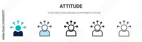 Attitude icon in filled, thin line, outline and stroke style. Vector illustration of two colored and black attitude vector icons designs can be used for mobile, ui, web