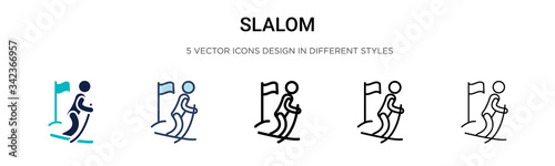 Slalom icon in filled, thin line, outline and stroke style. Vector illustration of two colored and black slalom vector icons designs can be used for mobile, ui, web