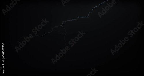 Lightning strikes on a black background with realistic reflections