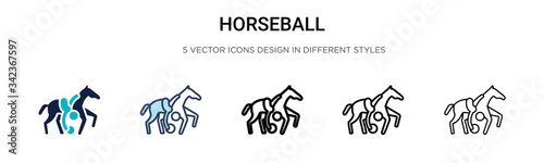 Horseball icon in filled, thin line, outline and stroke style. Vector illustration of two colored and black horseball vector icons designs can be used for mobile, ui, web