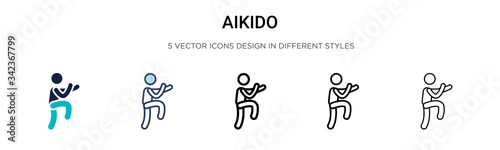 Aikido icon in filled, thin line, outline and stroke style. Vector illustration of two colored and black aikido vector icons designs can be used for mobile, ui, web