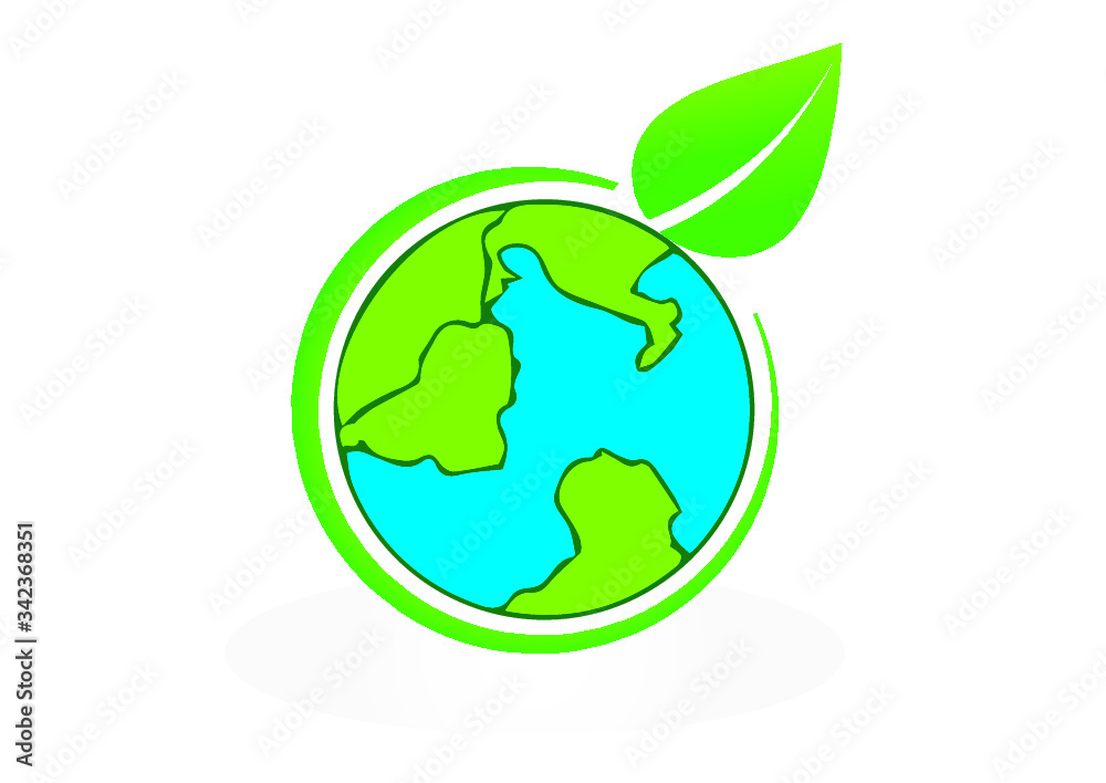 Green earth with save world concept. Eco friendly village illustration Green earth with save world concept. Eco friendly village illustration