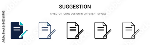 Suggestion icon in filled, thin line, outline and stroke style. Vector illustration of two colored and black suggestion vector icons designs can be used for mobile, ui, web