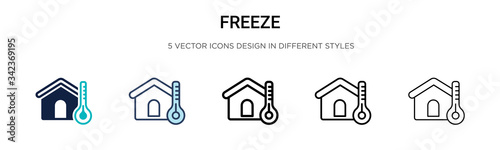 Freeze icon in filled, thin line, outline and stroke style. Vector illustration of two colored and black freeze vector icons designs can be used for mobile, ui, web