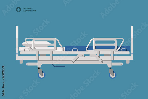 Hospital bed. Medical equipment for transporting patients. Isolated image