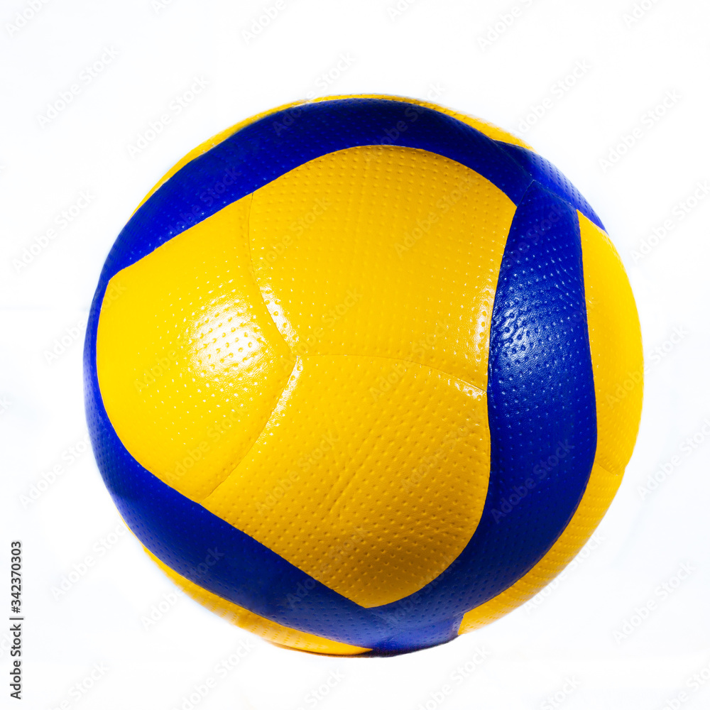 Blue and yellow ball. Professional volleyball ball